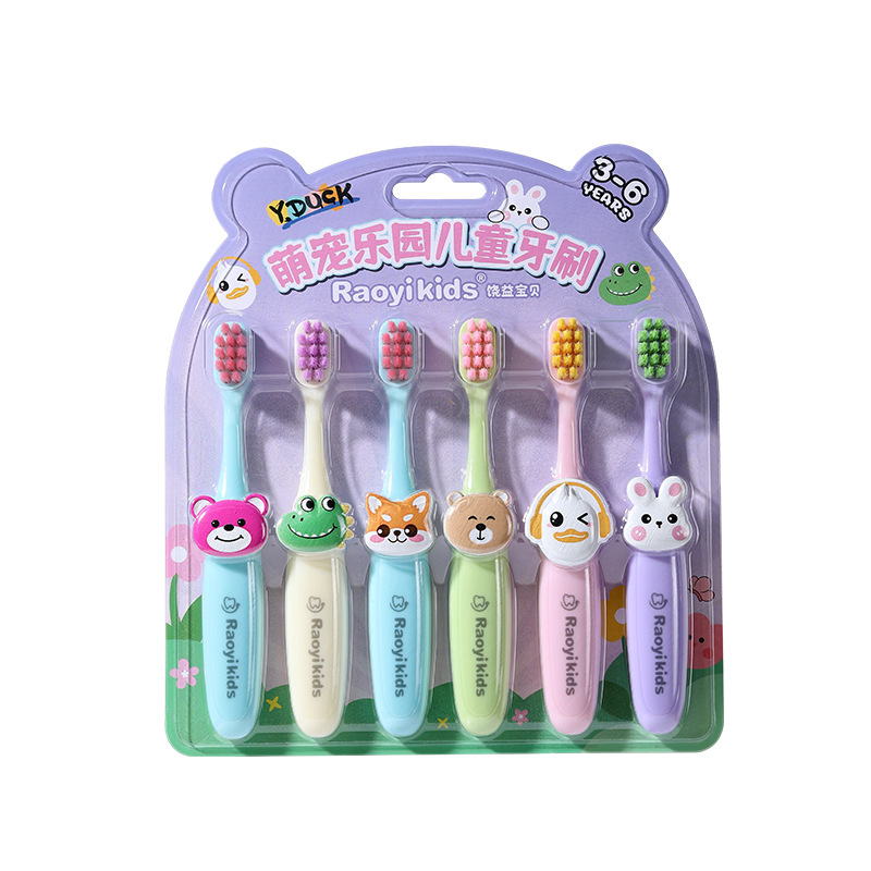 Zoo children's toothbrush 6-piece set, 3-6-year-old baby's home soft bristle high-end toothbrush for teeth cleaning and gum protection, wholesale from the manufacturer Item Picture