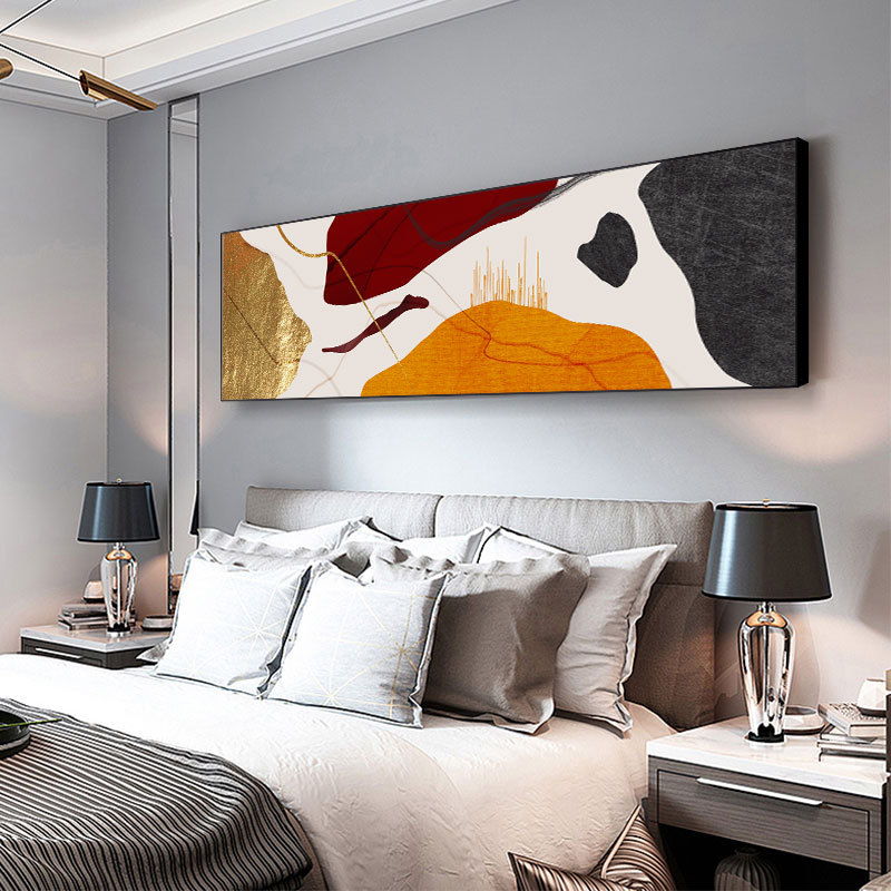 Longjiang Shijia Decorative Paintings: Abstract Bedside paintings, Hotel Nordic minimalist canvas paintings, Modern Bedroom crystal porcelain paintings wholesale details Picture