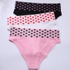 Three pairs of high-waisted triangular underpants with heart patterns for women, European and American sexy, seamless and breathable pure cotton crotch underpants for export details Picture