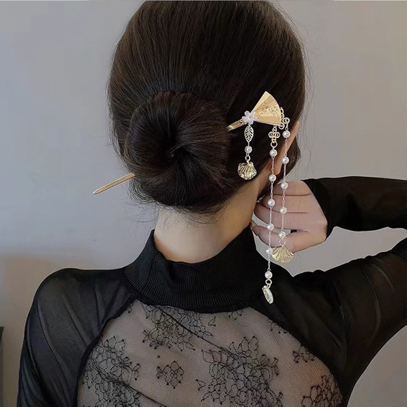 Palillos para el pelo retro nuevo estilo chino antiguo premium sentido de la parte posterior de la cabeza temperamento coreano hanfu versión coreana kanzashi metal accesorios para el pelo mujer Specification image