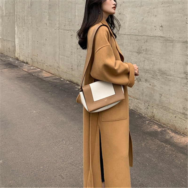 The new Korean-style double-sided woolen overcoat for women in the autumn and winter of 2023 is a mid-length, loose woolen coat Item Picture