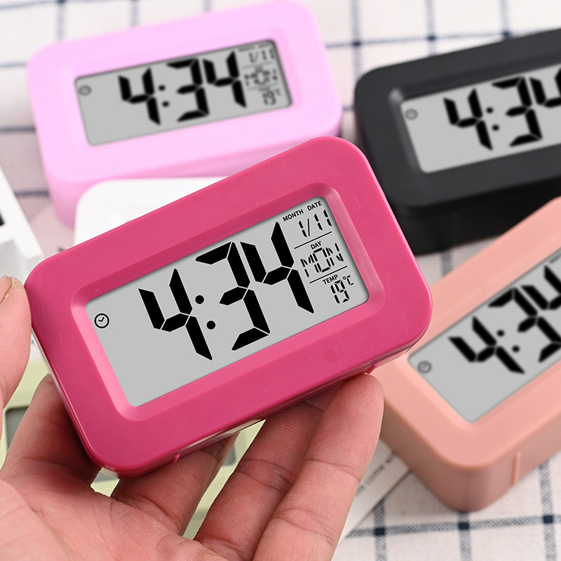 厂家批发大屏幕聪明钟电子闹钟温度背光LCD时钟简约数字闹钟产品图