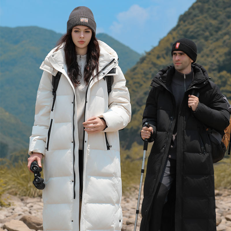Northeast Harbin cold-proof and warm down jacket for women, super thick, Mohe travel equipment, knee-length overcoat coat for men details Picture