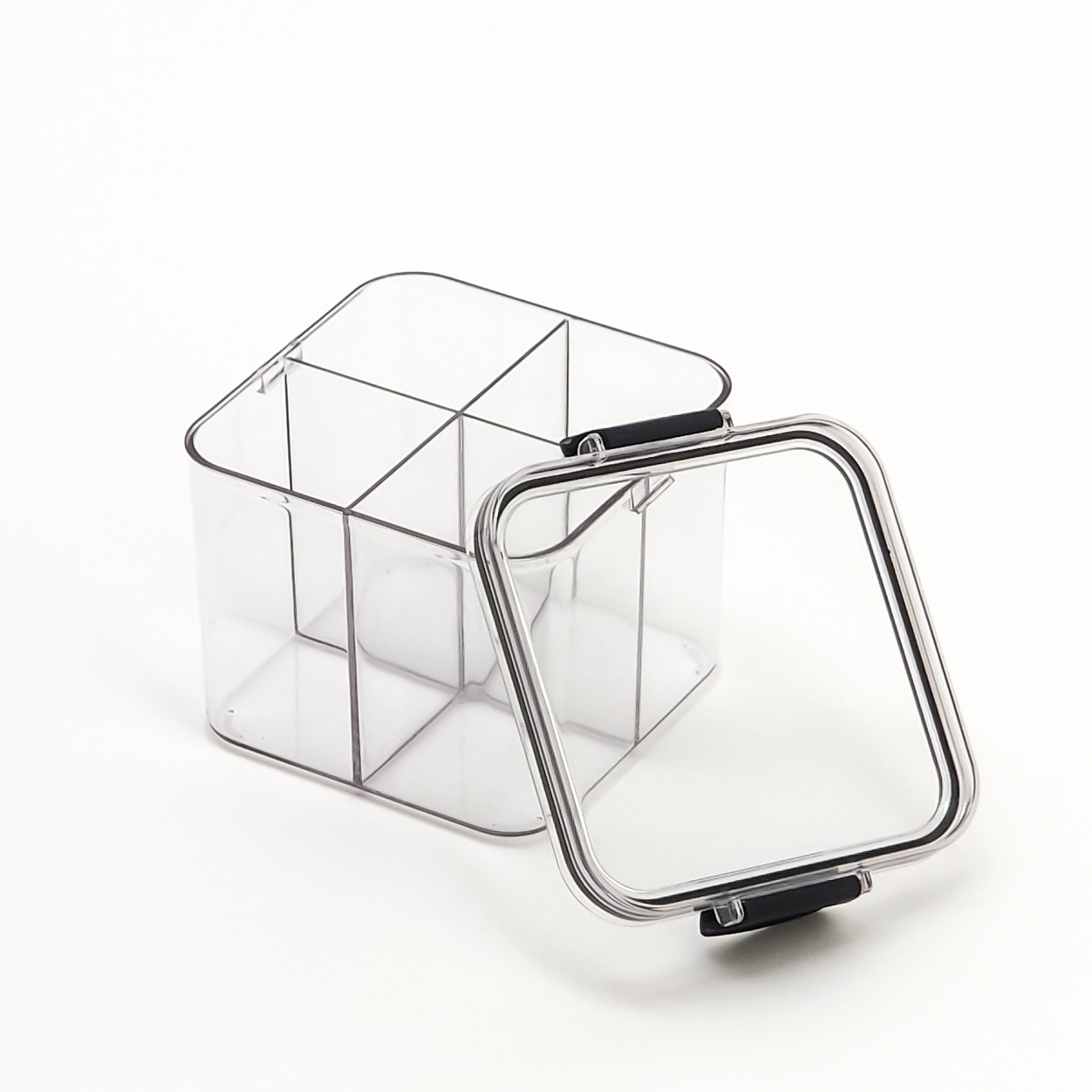 Square Flower Tea Box 460Ml Plastic Four-Compartment Sealed Jar Food Grade Storage Container Storage Tank Item Picture