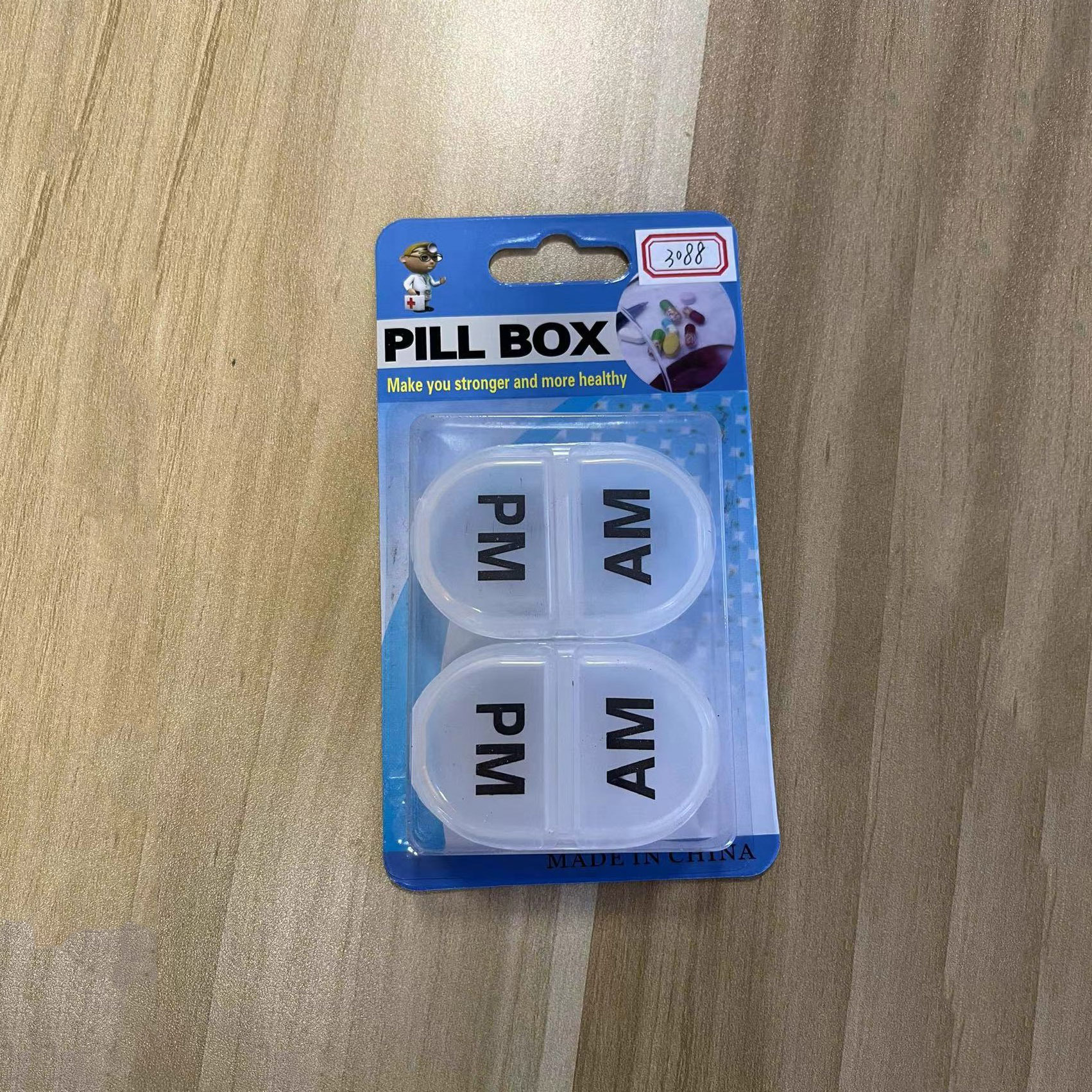 Am And Pm Compartments Pill Box With Cross Print Pill Box Absorption Card Multi-Compartments Pill Box Wholesale Rs-6497