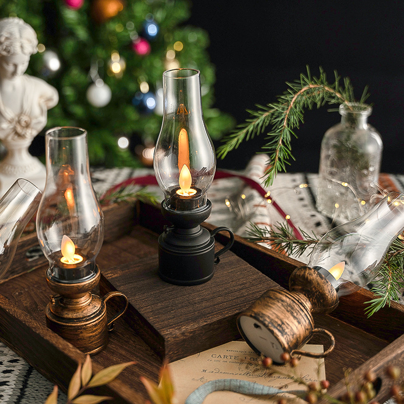 Christmas Retro Light Electronic Kerosene Lamp Tabletop Decoration For The New Year Halloween Oil Lamp Scene Decoration Application Scenario