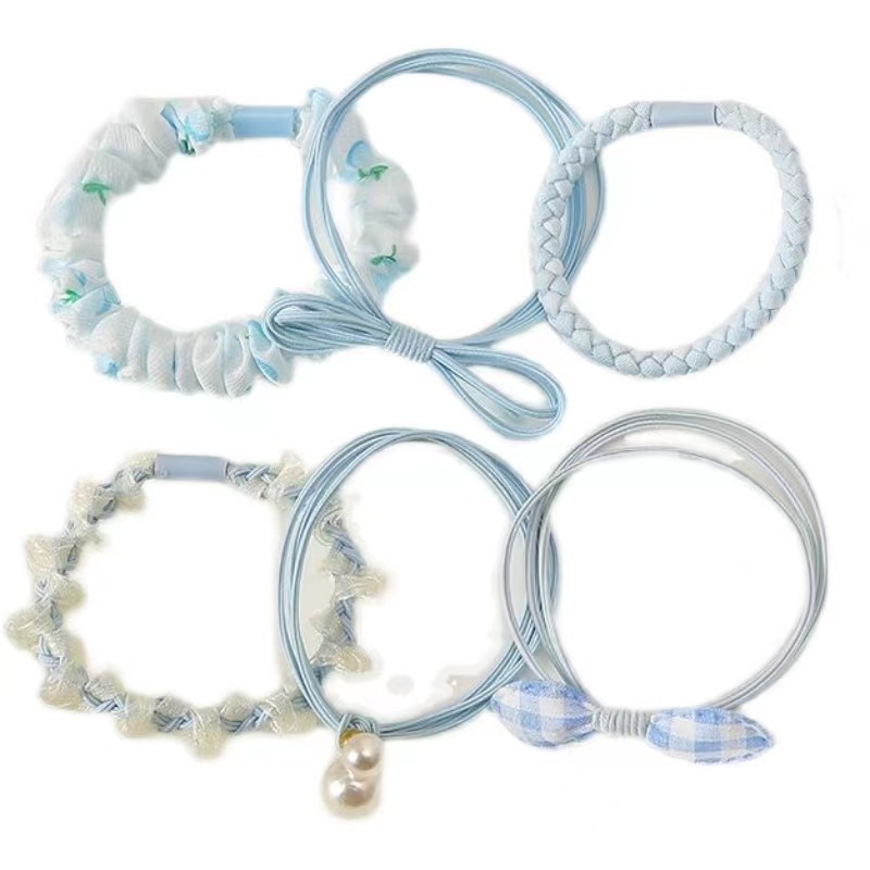 A new 2024 simple and cute hair tie for women with a hair band combination and a small rubber band headband. It is a high-end and elegant ponytail hair accessory Item Picture