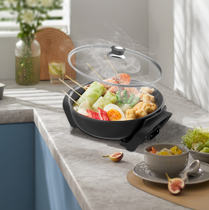 Winningstar Small Household Appliances: English Plug, European Plug, Home cooking, hot pot, multi-functional non-stick electric hot pot, wok pic 4
