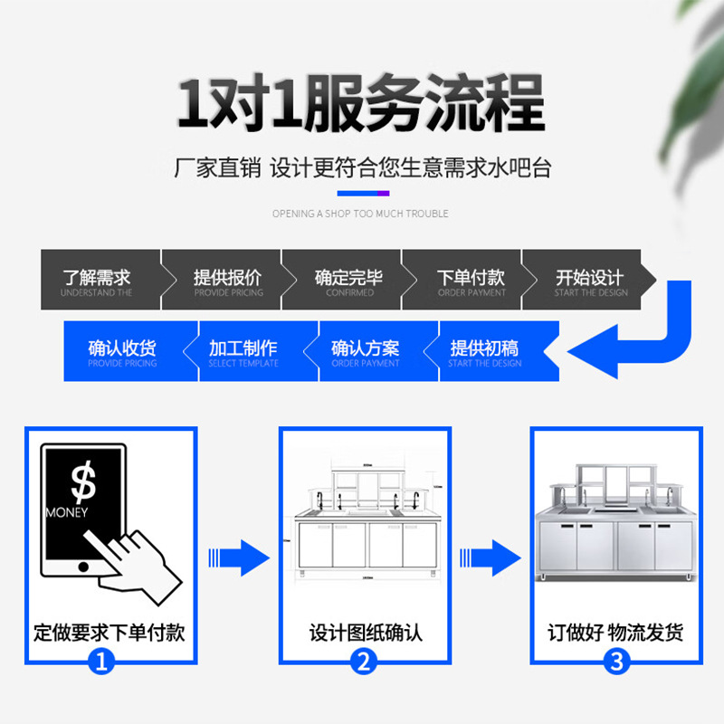 Water bar counter, commercial milk tea operation table, stainless steel workbench manufacturer wholesale machine, complete set of milk tea shop equipment Item Picture
