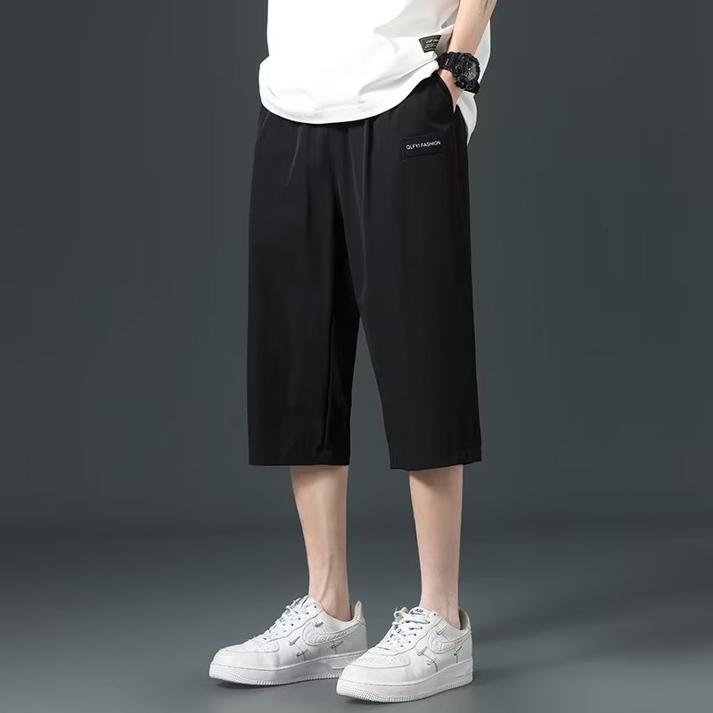Seven-inch pants, men's shorts, summer trendy outerwear, beach mid-length pants, straight-leg, teenagers' ice silk casual sports pants Application Scenario