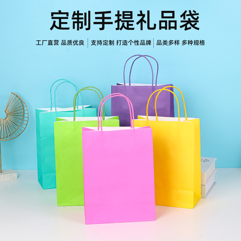 Kraft paper bags, Christmas gift bags, clothing hand-held takeout packaging bags, baking packaging food bags, foreign trade export Specification image