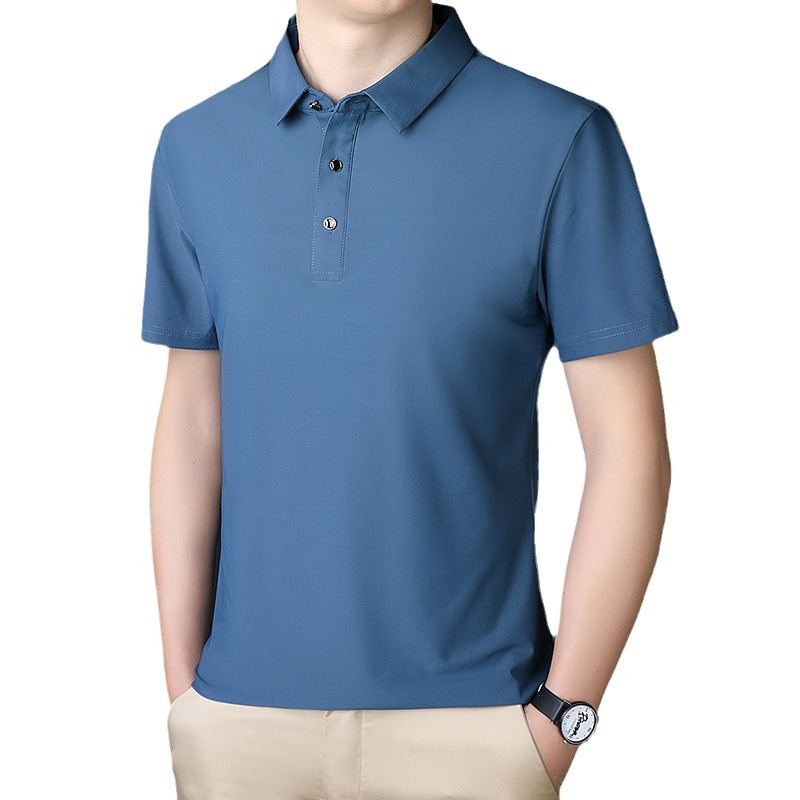 Summer ice silk short-sleeved T-shirt for men, plus-size youth trend casual loose top, sporty Polo shirt for men Item Picture
