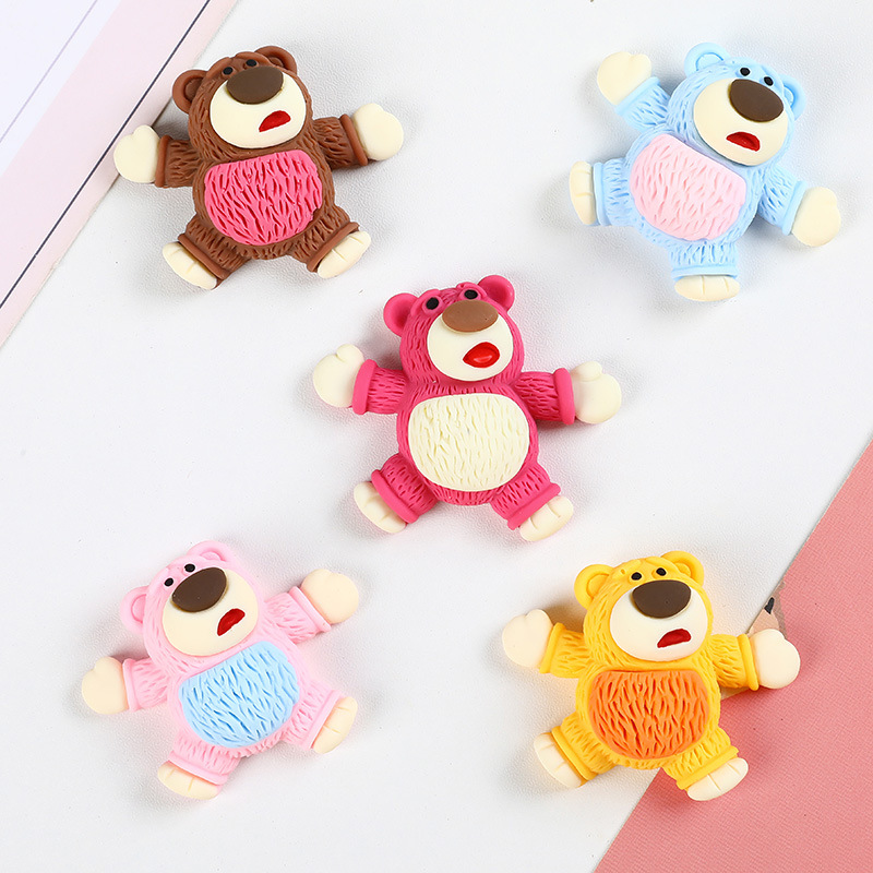 Resin accessories, large colored strawberry bear diy phone case patches, car storage box mouth cups, luggage accessory patches details Picture