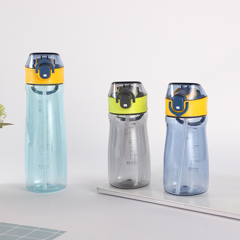 Yongxuan water cups, student straw cups, children's silicone spouts, plastic cups, outdoor sports and fitness water bottles, workers' hand-held cups details Picture