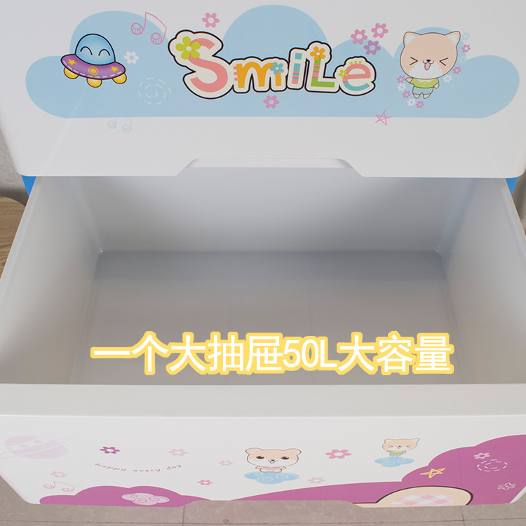 Thickened And Larger Anti-Fall Buckle Design Children's Wardrobe Plastic Cabinet Cartoon Bear Drawer Cabinet Specification drawing