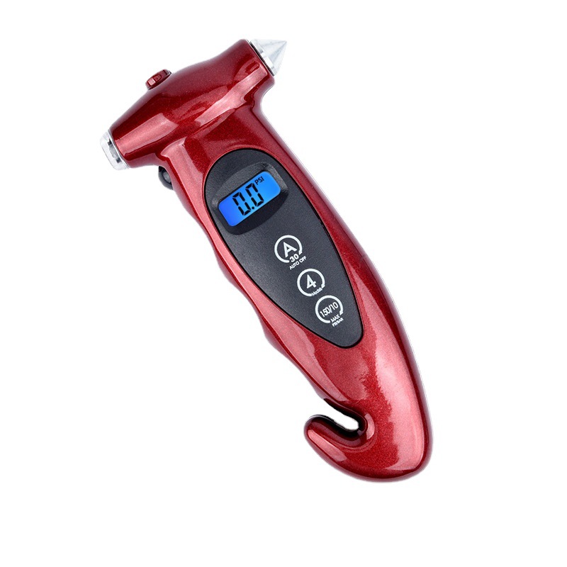 Safety hammer tire pressure count display tire pressure gauge Multifunctional LCD digital display digital tire pressure gauge Automotive 5 in 1 tire pressure gauge details Picture