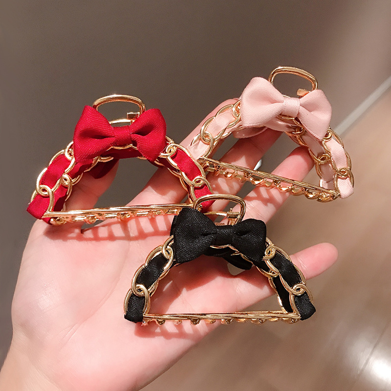 Korean Ins Metal Retro Internet Celebrity Chain Grab Clip Elegant Temperament Back Head Hair Clip Girl Shark Clip Hair Clip Specification drawing