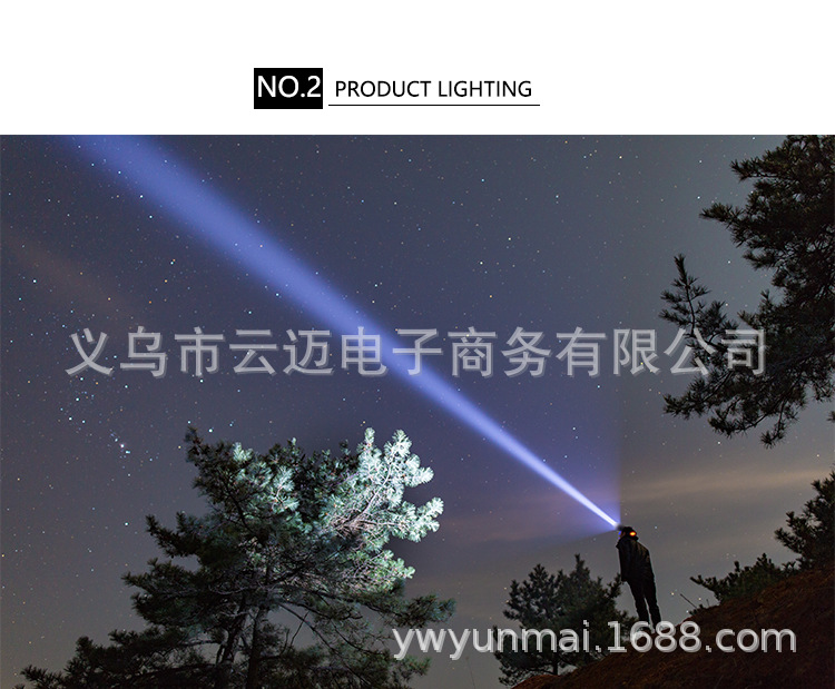 The new cross-border XHP70 telescopic zoom headlamp, USB charging, battery level display, large lens XHP70 strong headlamp pic 21