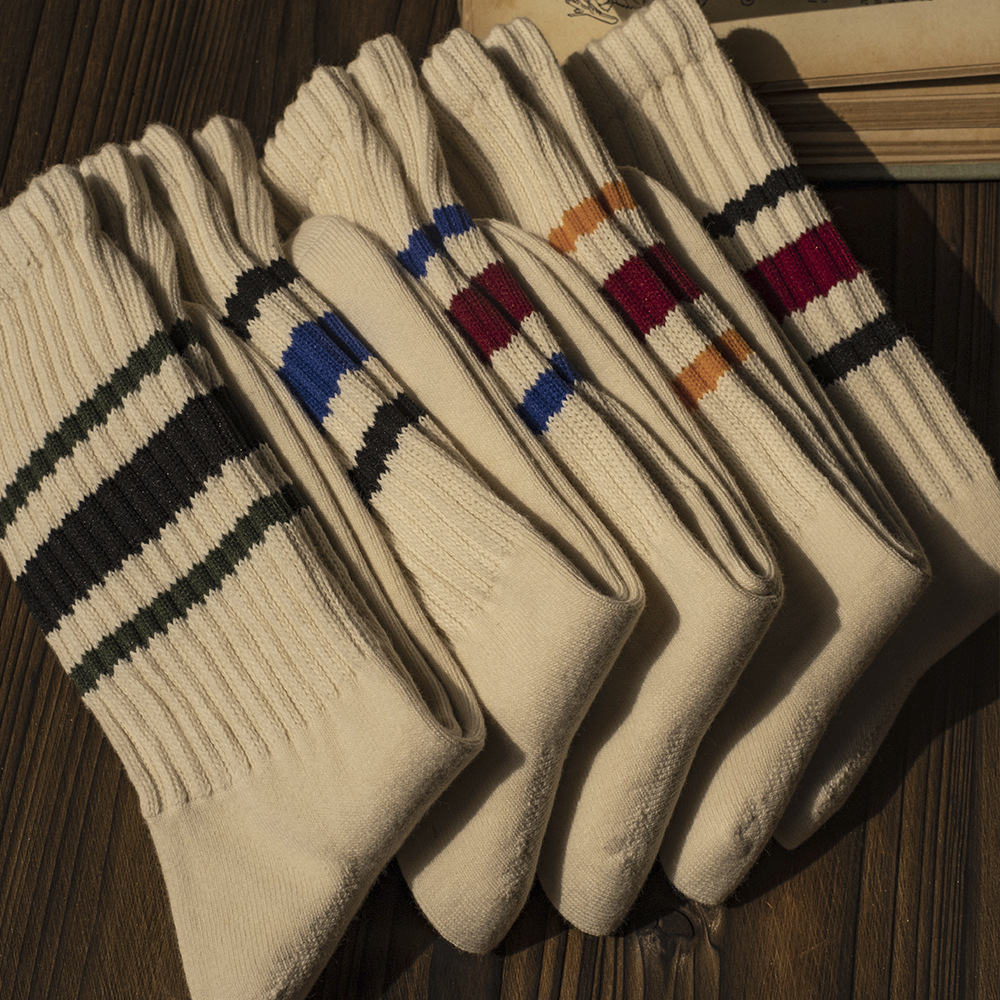 Amekaki socks, Japanese-style thick thread men's and women's mid-calf pure cotton retro thick needle American long socks, autumn and winter style pile socks Application Scenario