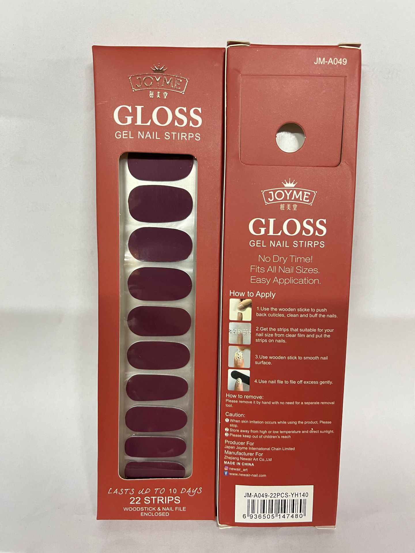 JOYME nail stickers are waterproof and do not require a test. They are solid color nail stickers. 22 stickers are soft, fit well and do not lift your makeup Specification image