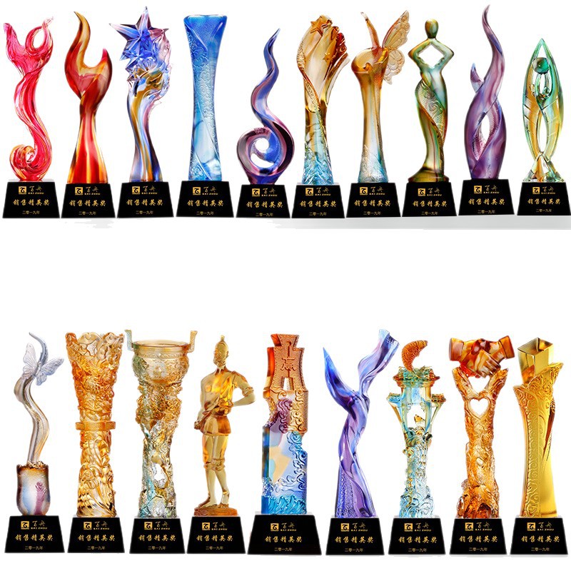 Wholesale of crystal trophies, MEDALS, engraved resin, wood, metal five-pointed star trophies, handicrafts and ornaments Item Picture