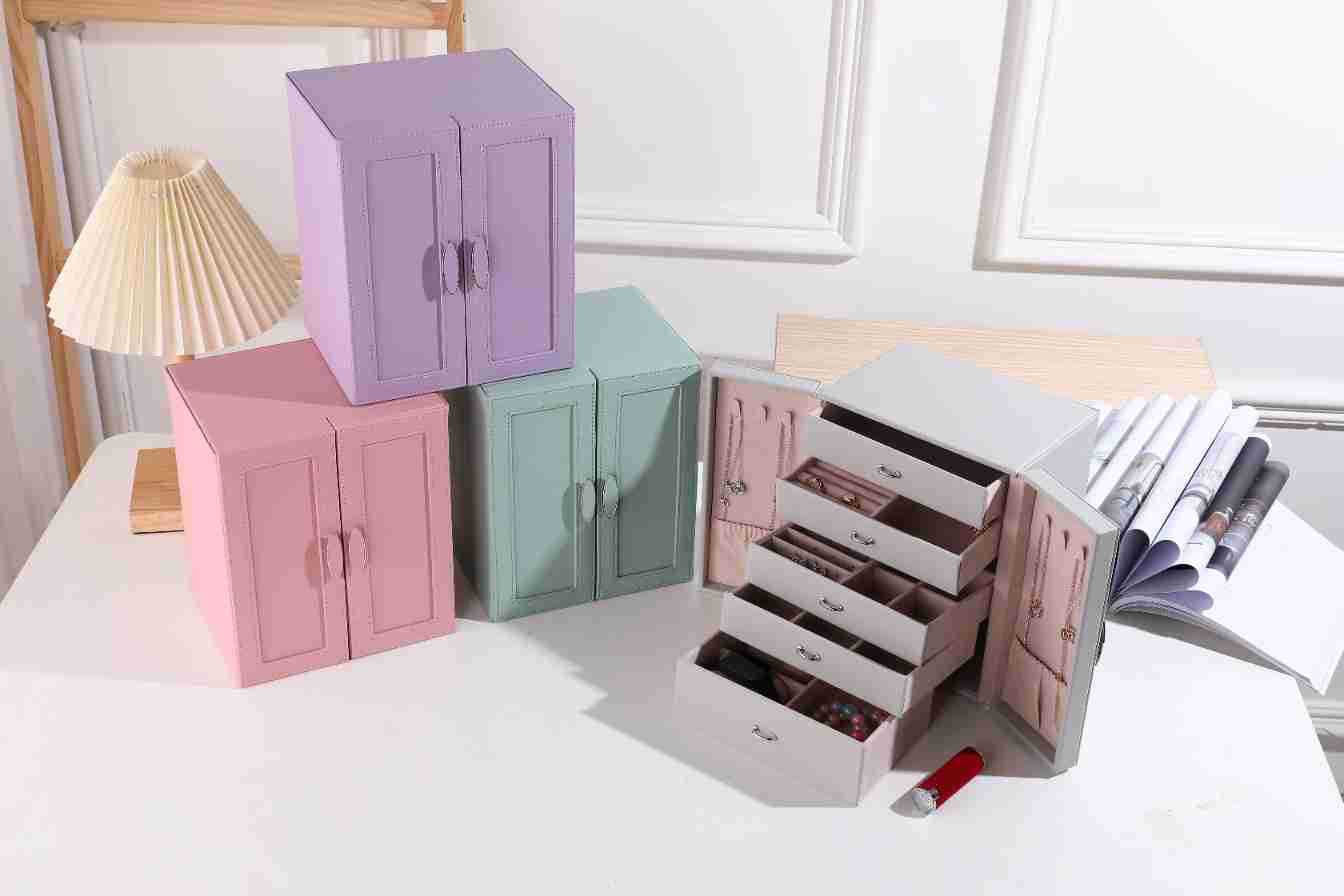 Jinqi large-capacity jewelry storage box, multi-layer drawer style earrings, necklaces, rings, accessories and jewelry box, high-end feel, ins style A288 details Picture