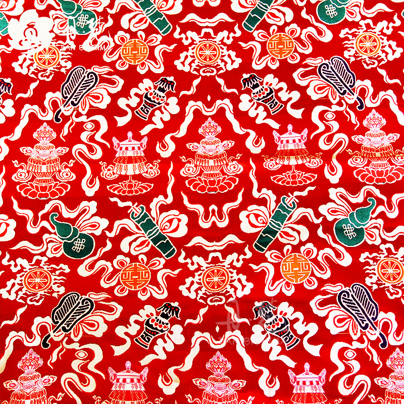 Tibet Tibetan fabric satin sateen brocade auspicious eight treasures fabric long sponge mat handmade diy full figure