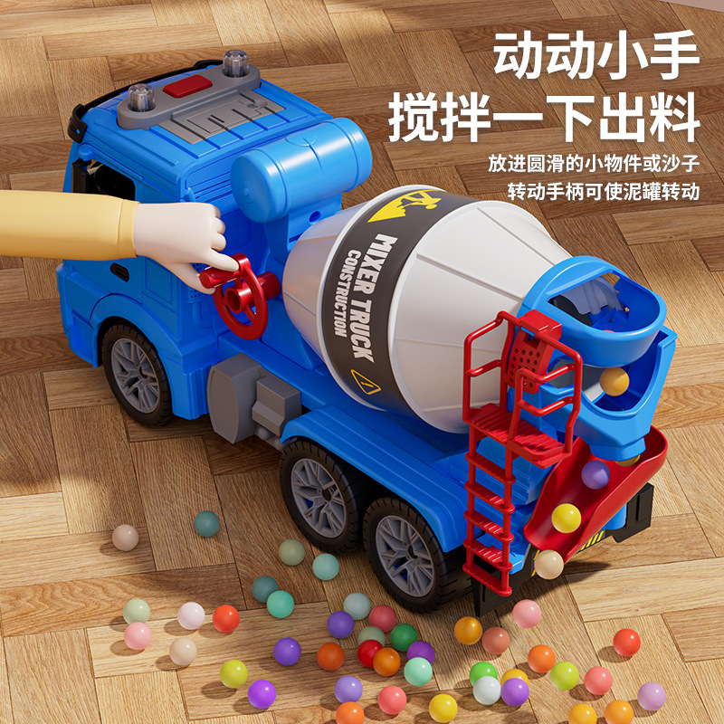 Large cement mixer truck can discharge light, music, early education story machine, engineering vehicle, inertial children's toy vehicle Application Scenario