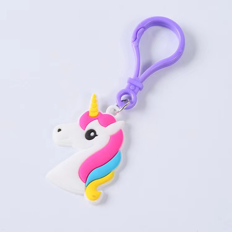 New Amazon cartoon unicorn keychain, PVC soft rubber rainbow pendant, accessory, small gift and toy Specification image
