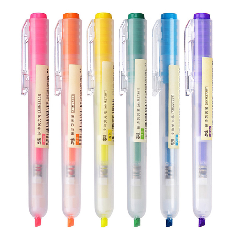 Wholesale of large-capacity color-press highlighters for students, 6-color outline pens for rough marking of key points Item Picture