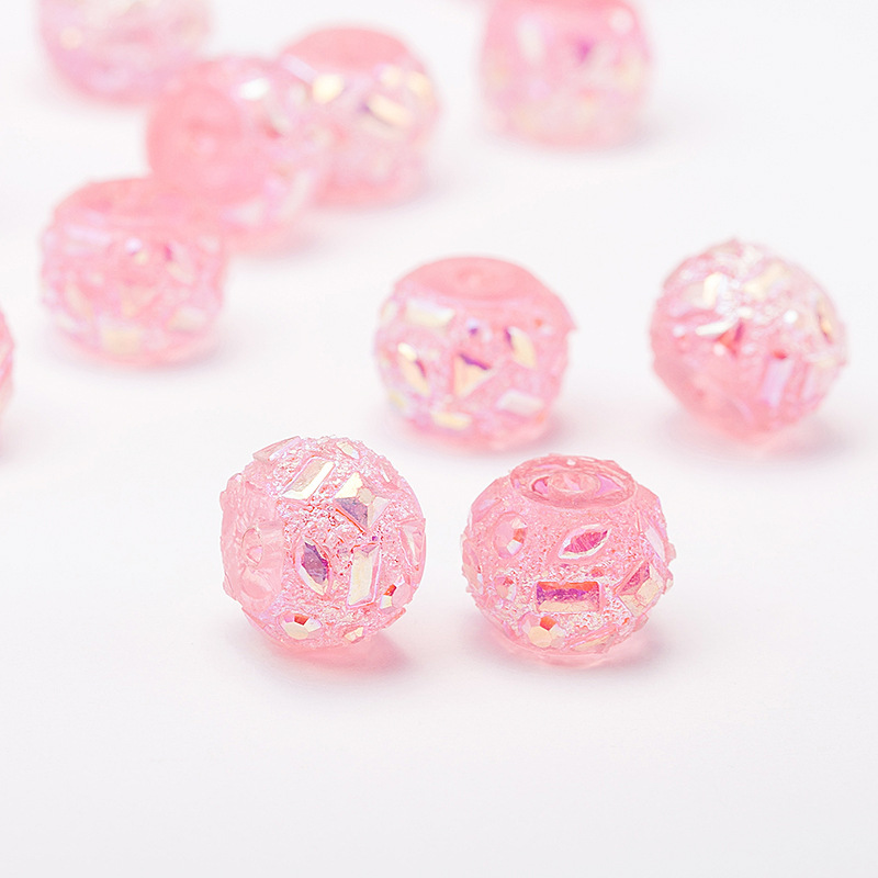 Full Sky Star round ball handmade multi-hole diy hair accessory accessories, fresh and light pink blue multi-color resin clothing accessories Specification image