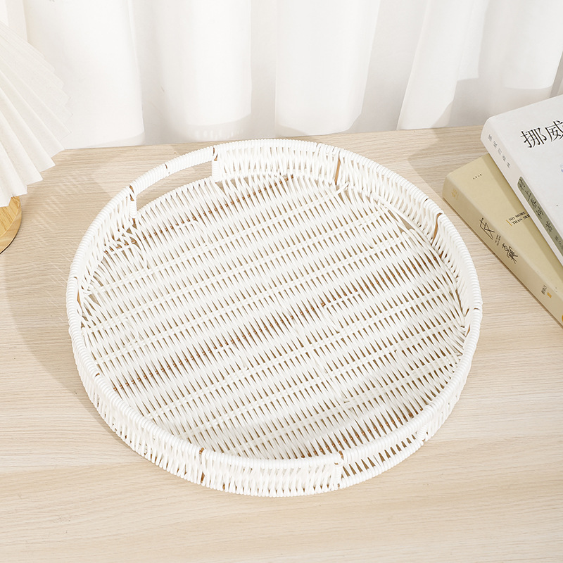 Bread basket, rattan imitation rattan storage basket, white pastry plate, fruit basket, snack, candy and steamed bun storage tray Application Scenario