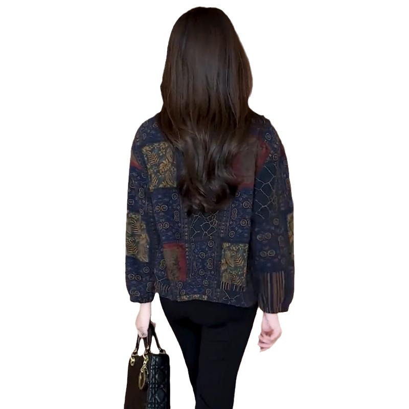 时尚休闲短外套女士春秋新款百搭长袖衬衫宽松时髦中老年开衫上衣详情图5