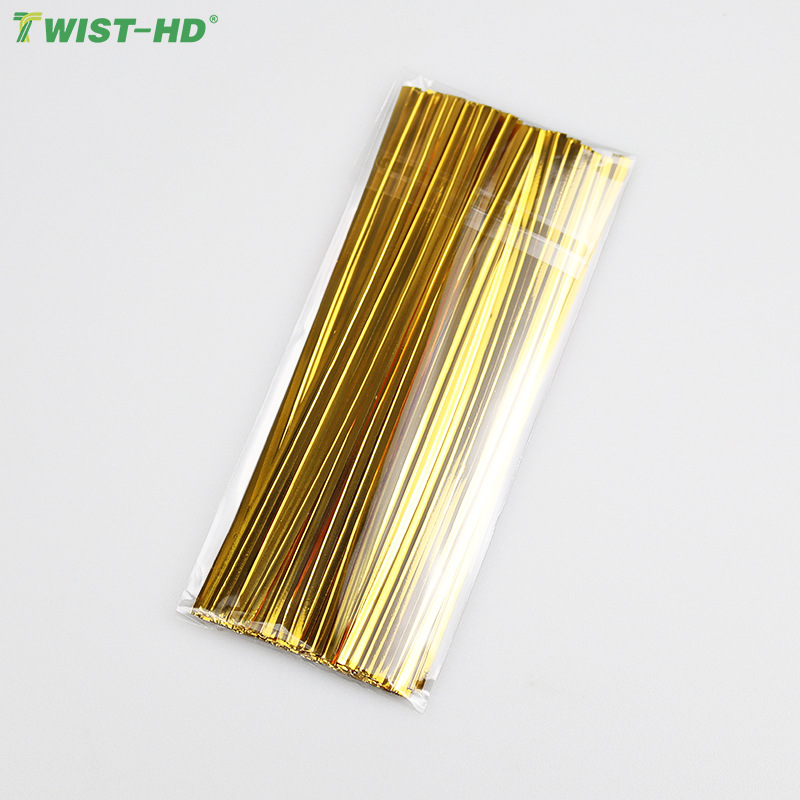厂家批发金色食品袋/礼品/烘焙扎丝 面包棒棒糖包装袋封口扎丝