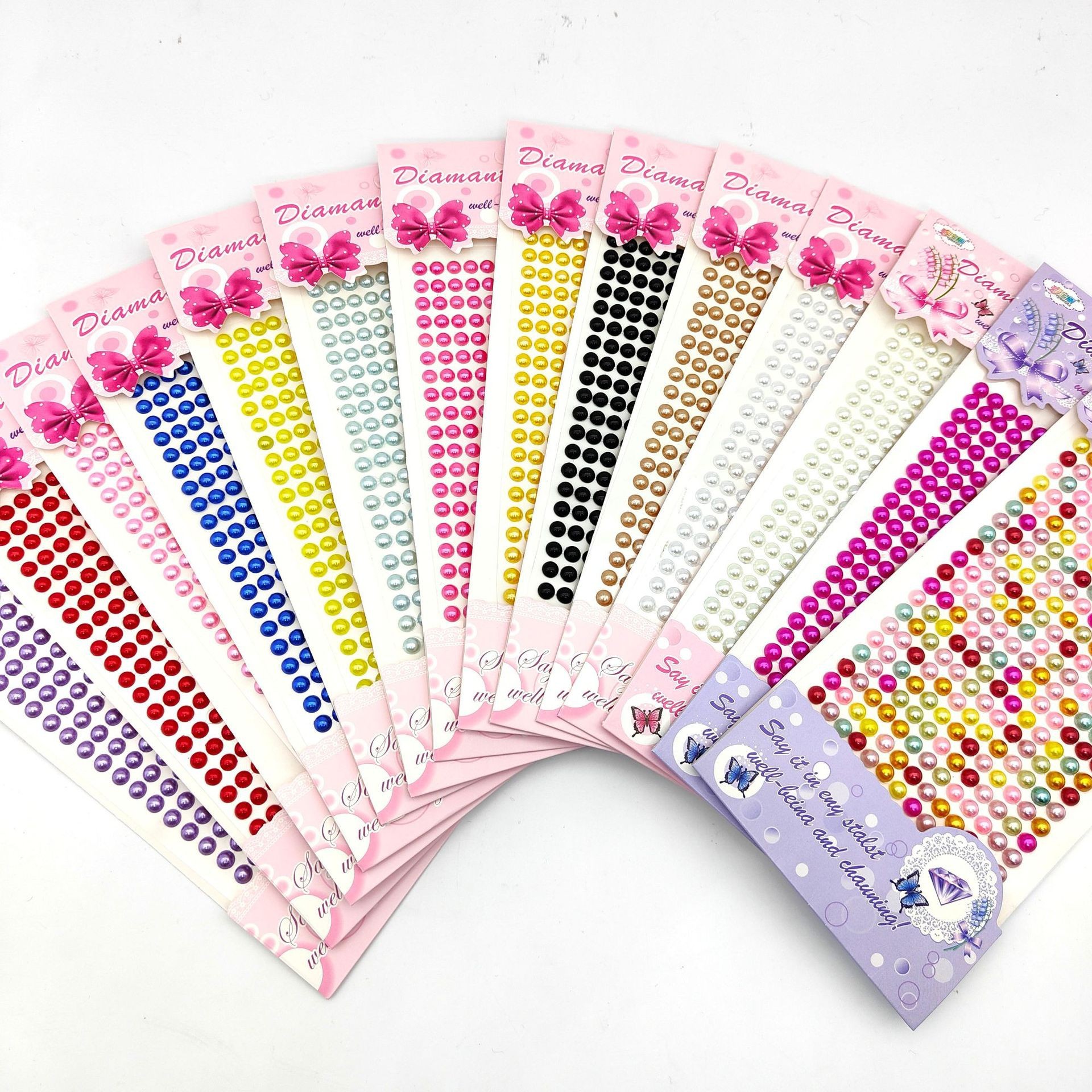 Wholesale 6mm colored pearl stickers, semi-circular flat bottom anti-realistic pearl stickers, DIY creative geometric-shaped car stickers