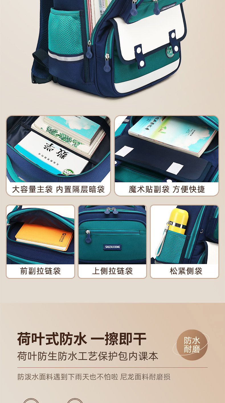小学生儿童书包小学生一二三到六年级防水护脊减负双肩背包女帅气详情9