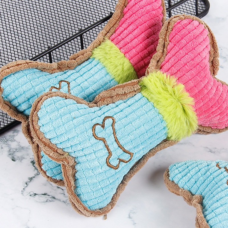 Venta directa de fábrica mascotas voz molar mordedura resistente gato perro peluche artículos de juguete de grano de maíz hueso estilo details Picture