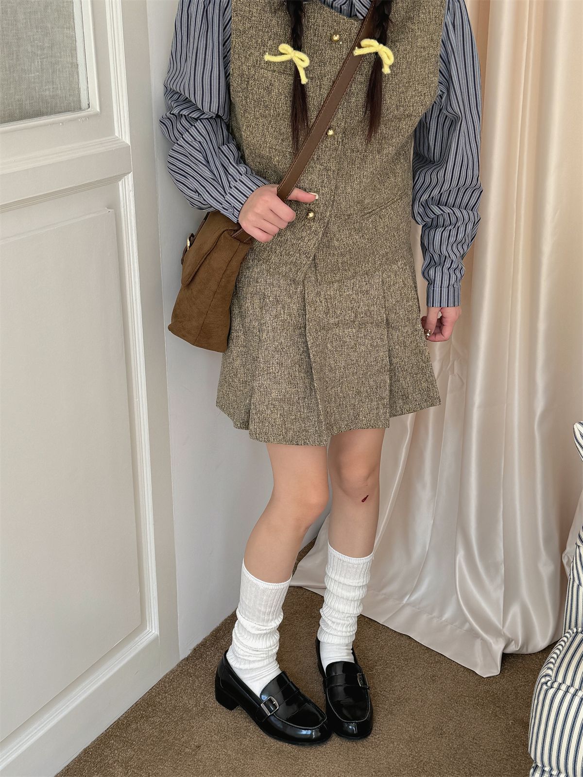 袜子地摊一件代发百搭显瘦长筒堆堆袜秋冬保暖纯色慵懒风小腿双针袜子女批发一件代发详情9