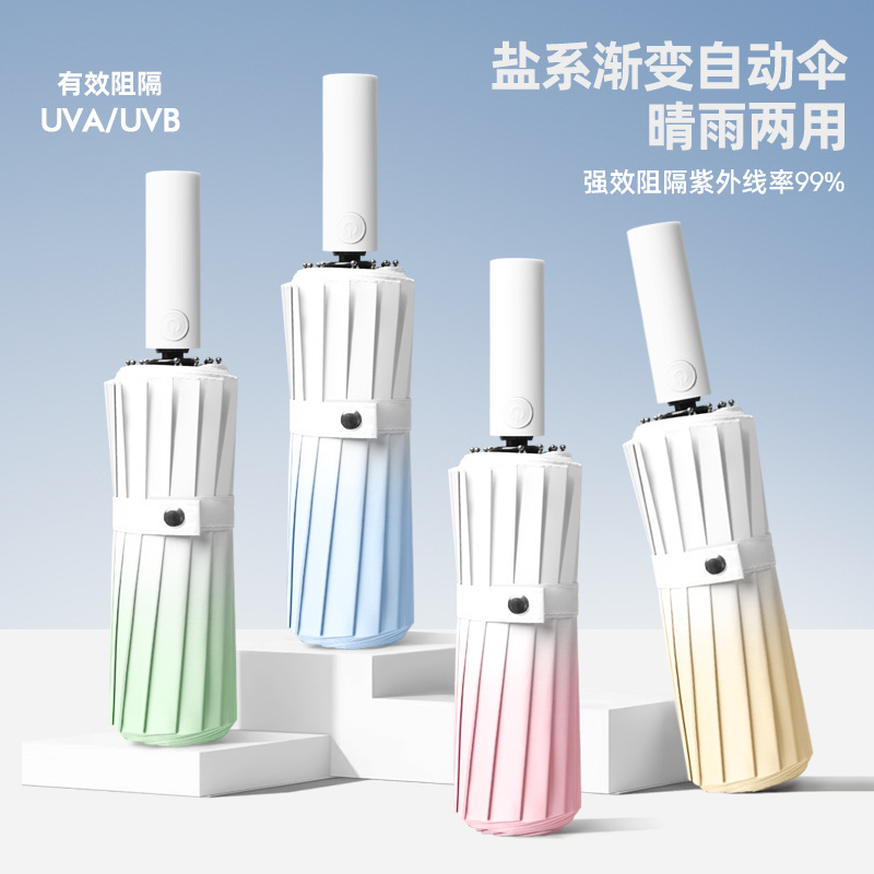 全自动双龙骨太阳伞防晒防紫外线两用黑胶男遮阳伞雨伞批发logo