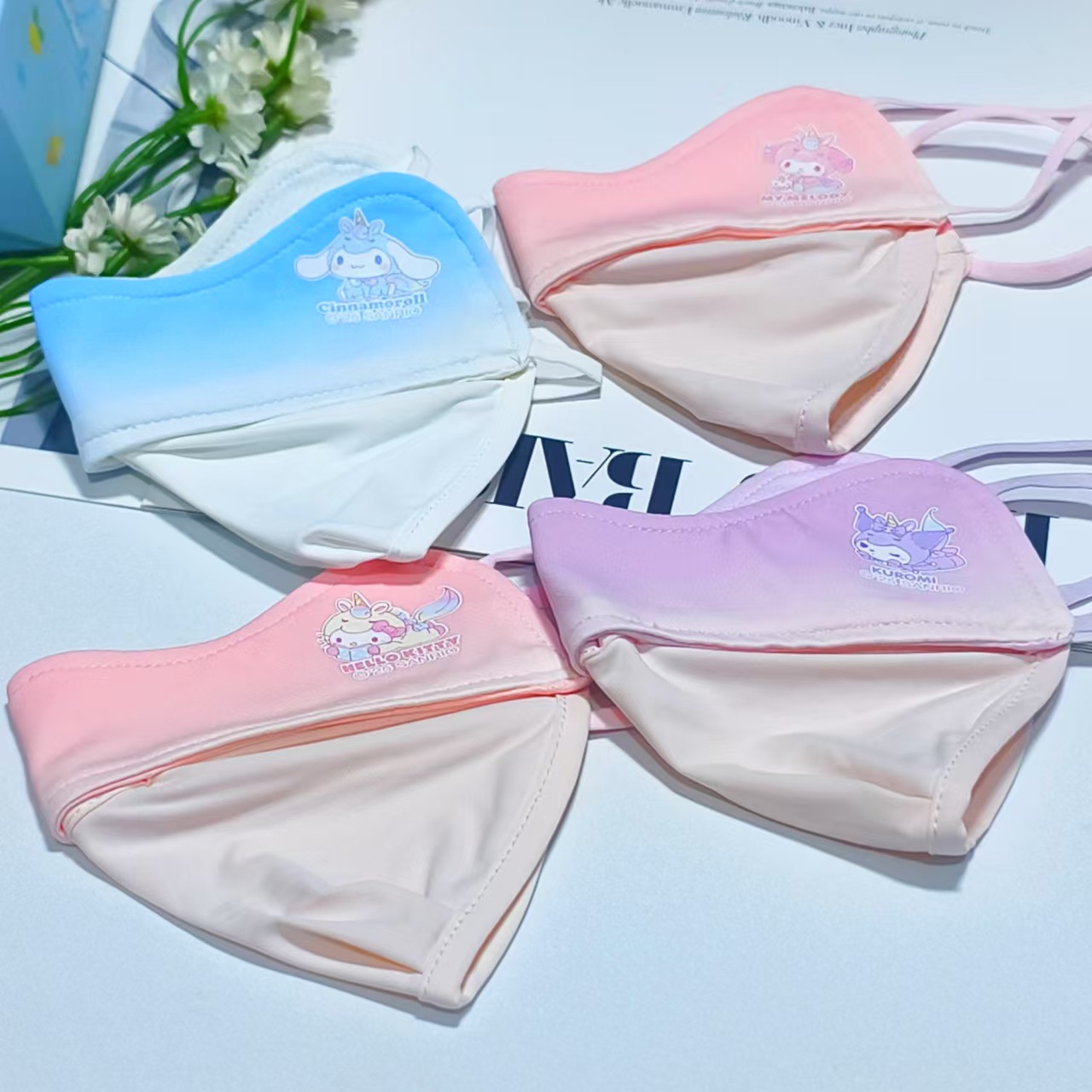 儿童防晒口罩卡通三丽鸥透气女童夏季冰丝薄款防紫外线库洛米面罩详情2