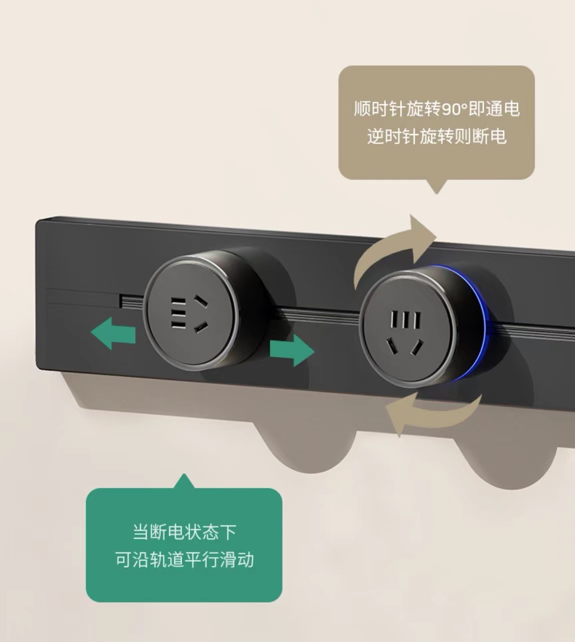 Foreign Trade Kitchen Desktop Plug Board Power Portable Open-Mounted Embedded Five-Hole Track Socket details Picture