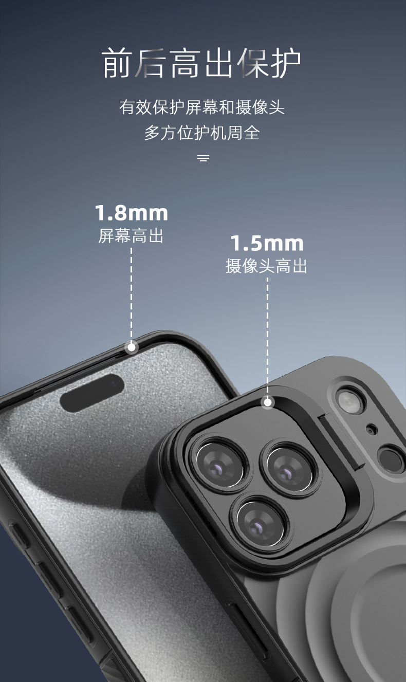 Cross-border applicable iPhone series phone case, lens full package, invisible bracket, Apple 17 corrugated anti-drop phone case pic 10