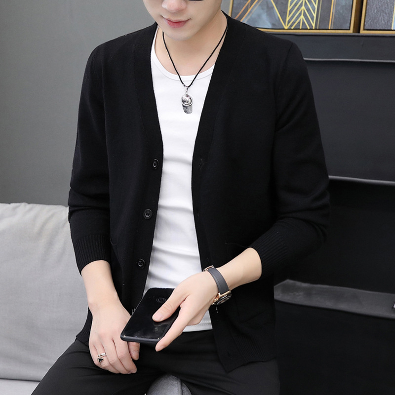 Men's cardigan knitted sweater, coat sweater, large V-neck, trendy and slimming new Korean-style casual outerwear, men's sweater Specification image