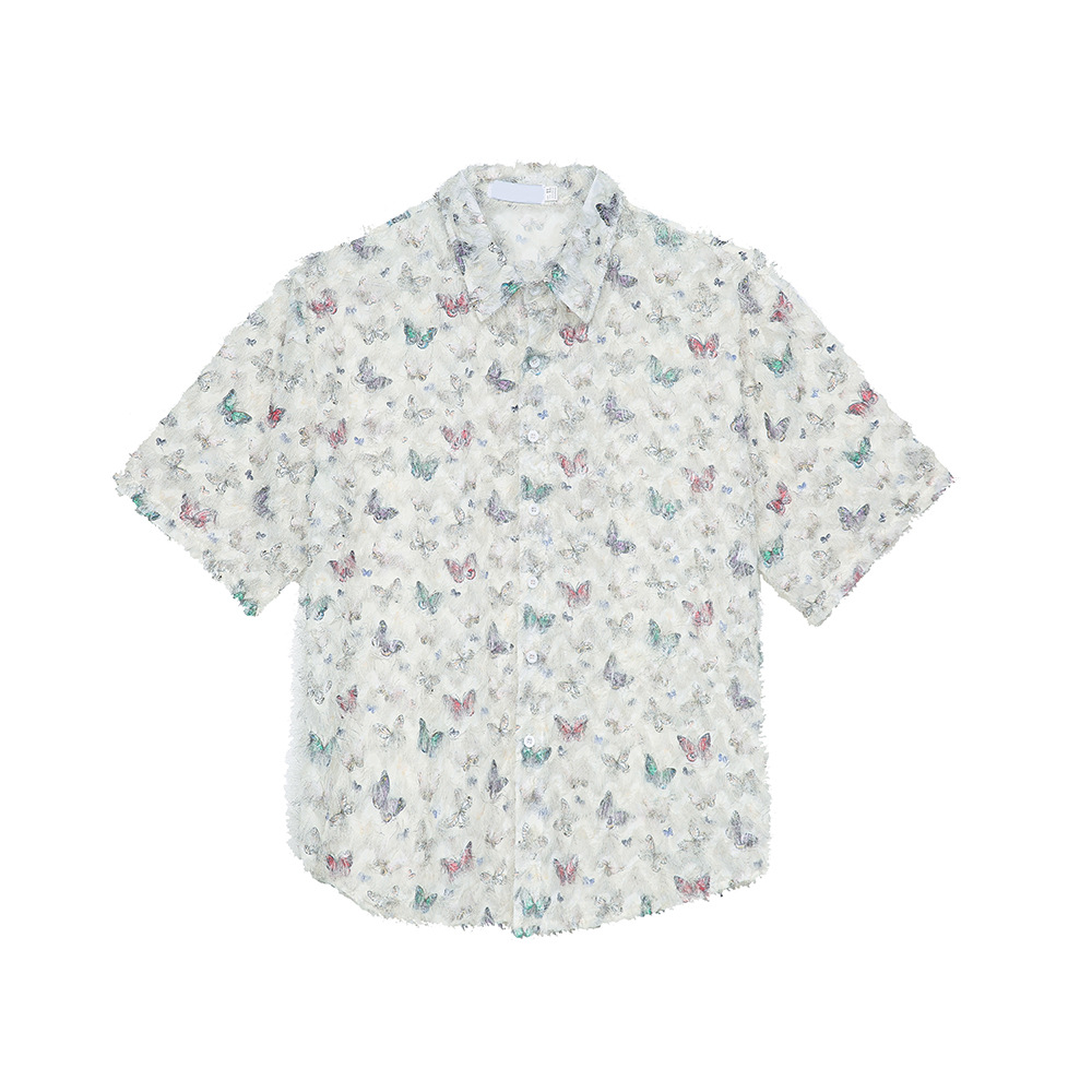 正装衬衫/全棉长袖衬衫/衬衫/非洲寸衫/加肥加大码短袖衬衫白底实物图