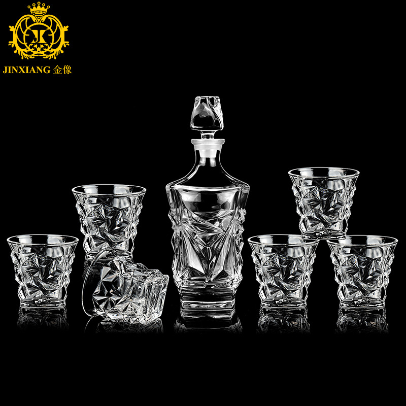 Glass Glass Crystal Wine Glass Glass Bottle 850Ml Whiskey Decanter Gift Set Italian Exquisite Glass Glass Set 7 Pieces