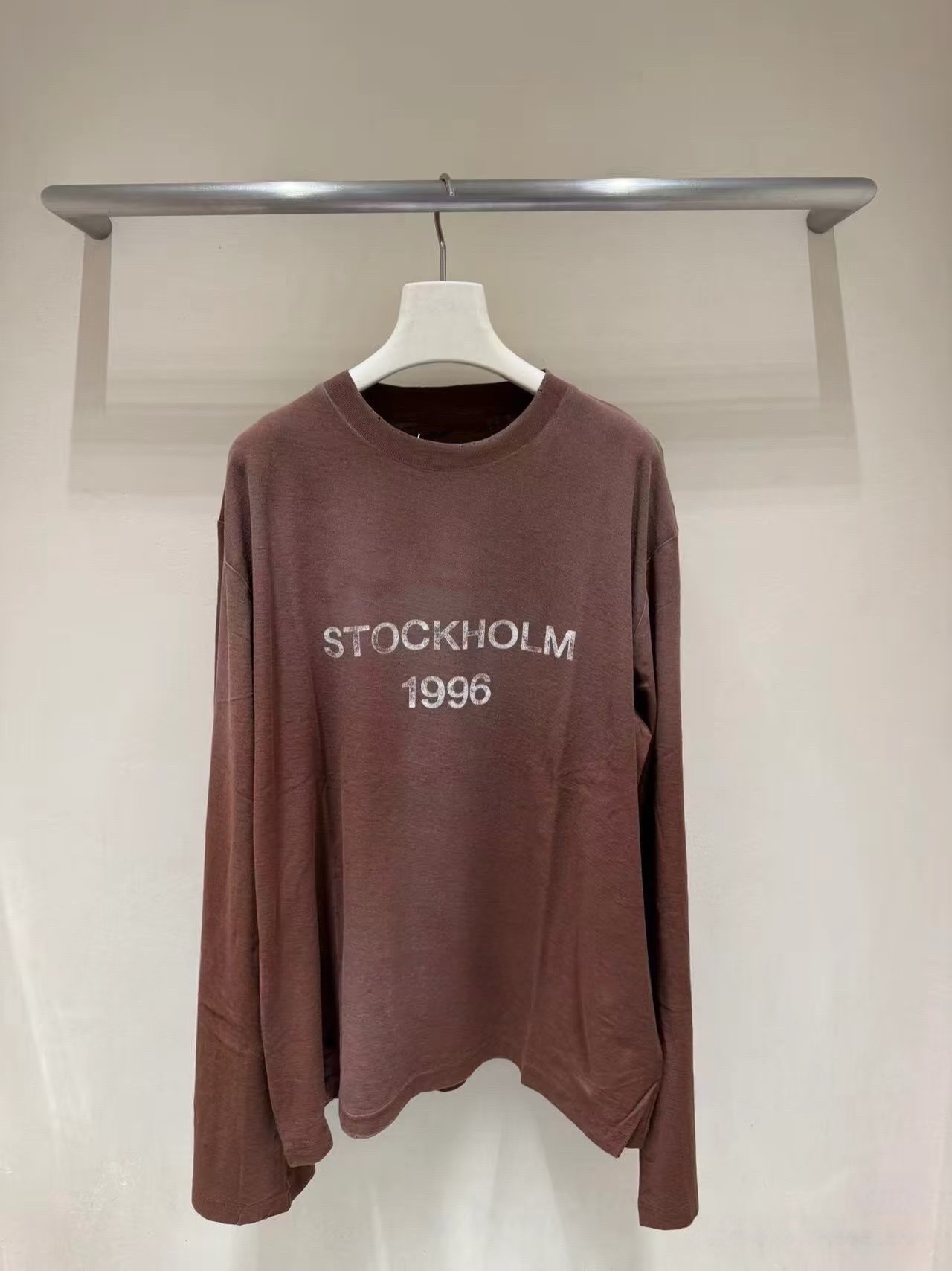 Shenzhen Nanyou AC correct style 1996 letter printed long-sleeved T-shirt with loose casual top as the base layer pic 24