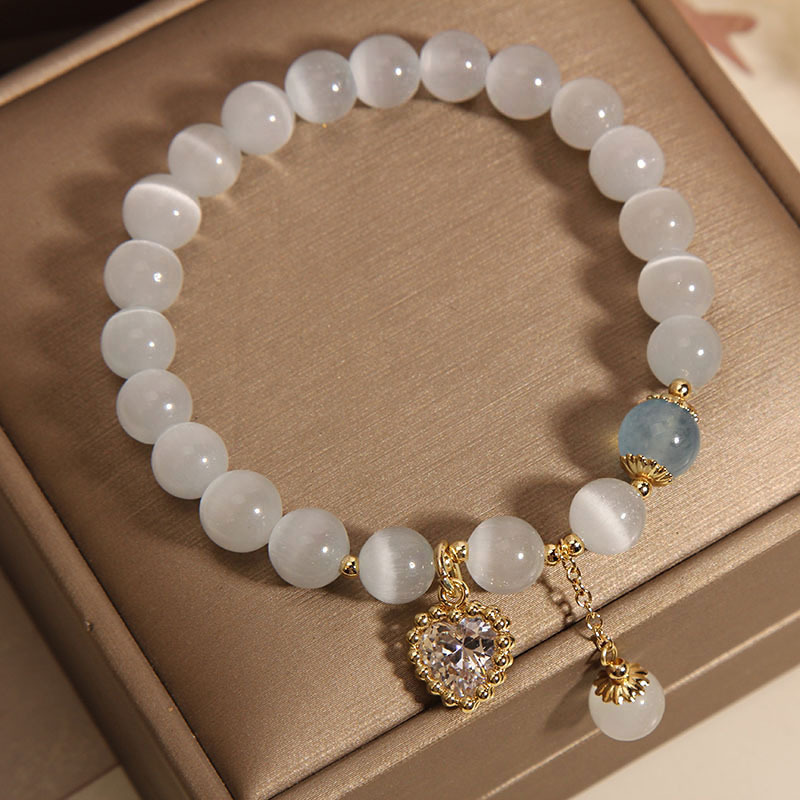 Opal brazalete mujeres ins nicho ligero lujo alto sentido colgante amor cordón de mano regalo estudiante BFF pulsera Item Picture