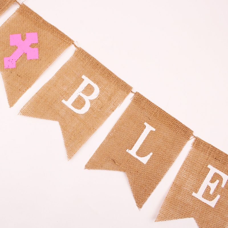 GOD BLESS Baptismal Communion party decoration banner flag, baptismal supplies linen swallowtail flag wholesale Specification image