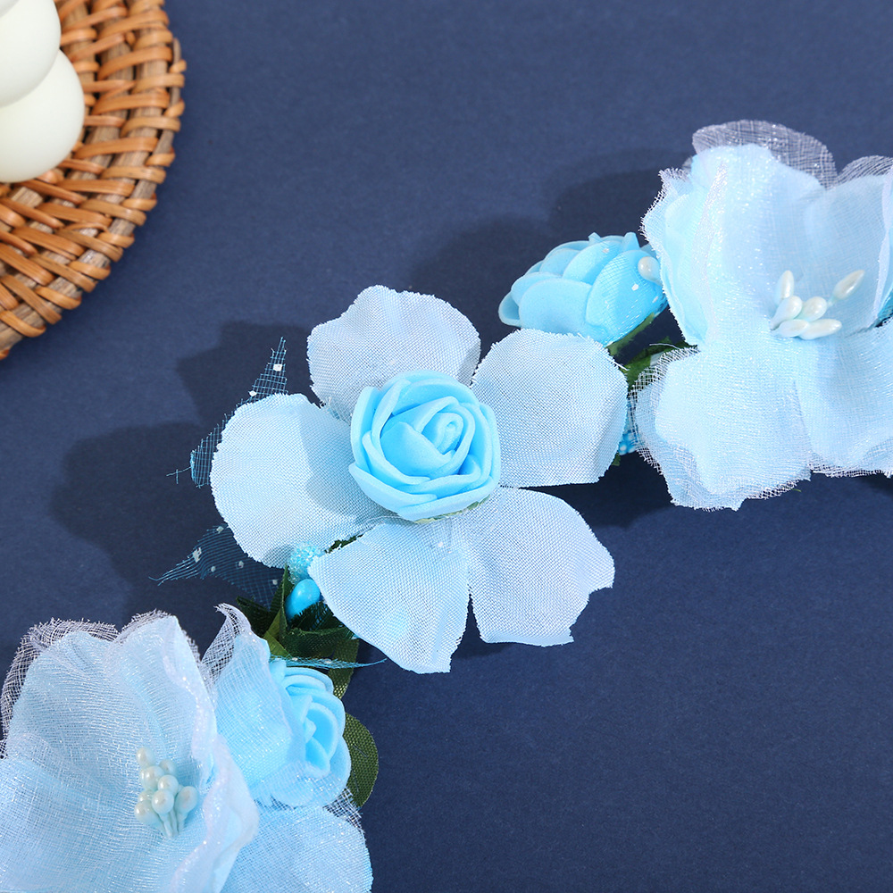 Korean Mori Bridal Wreath Headdress Bridesmaids Simulation Rose Flower Headband Hair Accessories Seaside Beach Accessories Headflowers Application Scenario