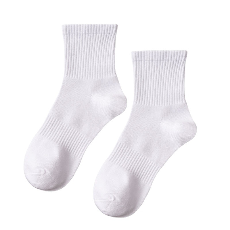 Winter men's socks, mid-calf sports cotton solid color, thickened long socks with towel soles, pure white short socks for autumn Item Picture